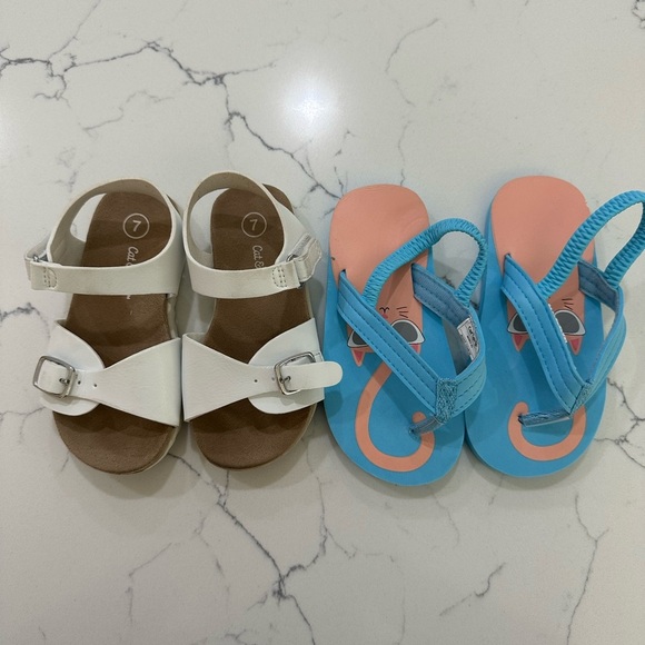 Carters Cat & Jack Bundled Girls Shoe Sandals Size 7 Toddler - Picture 1 of 10